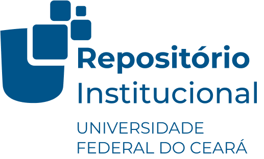 Escudo azul se fragmentando na lateral superior direita. Fora do escudo, a direita, está escrito Repositório Institucional e, logo abaixo, Universidade Federal do Ceará