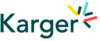 Logomarca da Karger. A logo é composta pela palavra Karger escrita na cor verde escuro. Do último r da palavra saem alguns traços nas cores amarelo, azul, vermelho e verde